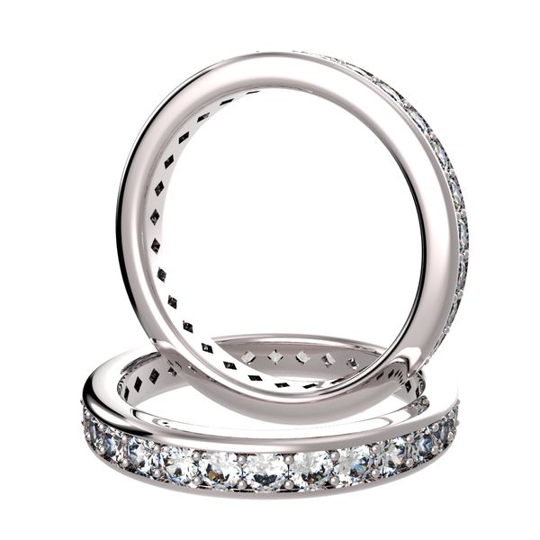 Diamond eternity ring with a channel pave setting