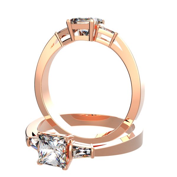 4 prongs Side Stones Ring #8291