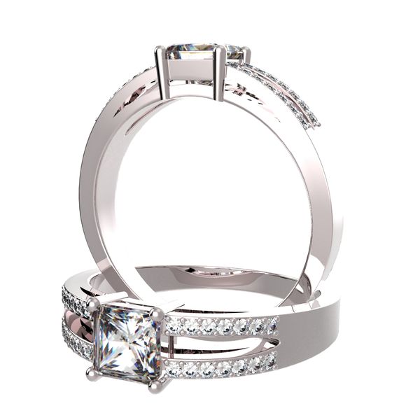 Pave ring - V-prong Pave ring - V-prong